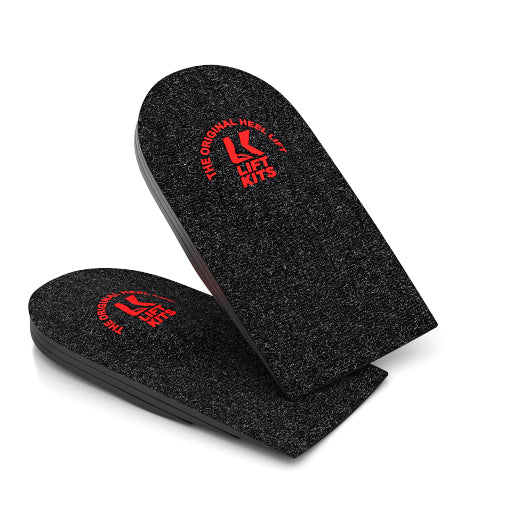 The Original Adjustable Heel Lift from LiftKits is ideal for those with leg length discrepancies, heel spurs, achilles tendentious, or anyone looking for a small lift. Three removable 1/8″ thick layers for optimum heel lift customization.  How to grow taller How to look taller Insoles to increase height Hidden shoe lifts Shoe lifts Hidden wedge Discreet lift Discreet wedge How to increase height Leg lengthening surgery Surgery to increase height.